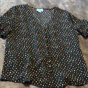 CeCe Black Blouse with Colorful Dots